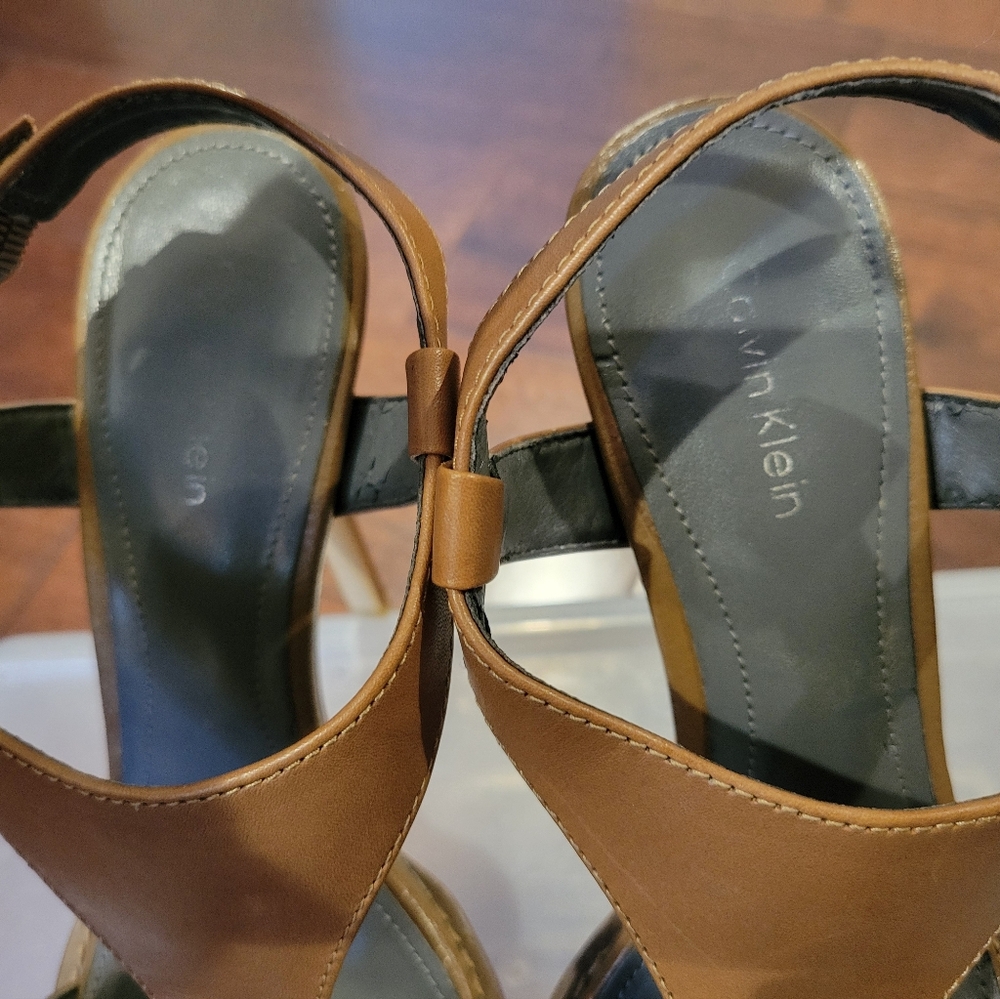 Calvin Klein Beige Ankle Strap Buckle Heels - Picture 6 of 10